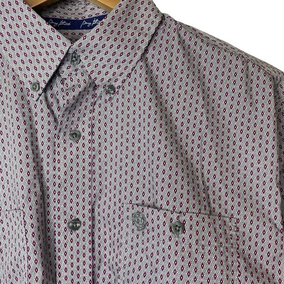Wrangler George Strait Mens Medium Button Up Shirt Long Sleeve Gray Berry White - Picture 6 of 10